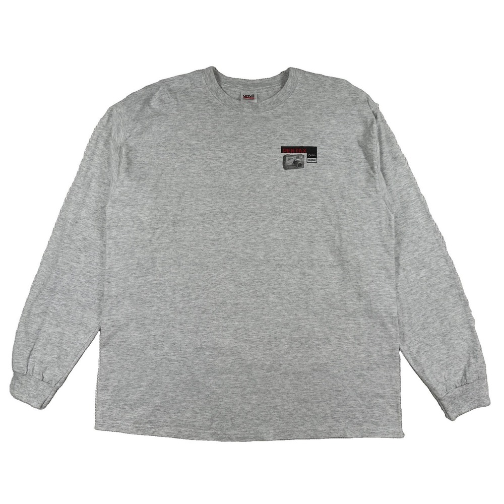 Vintage Pentax Optio Digital Camera Promo T-Shirt Adult XL Gray Long Sleeve